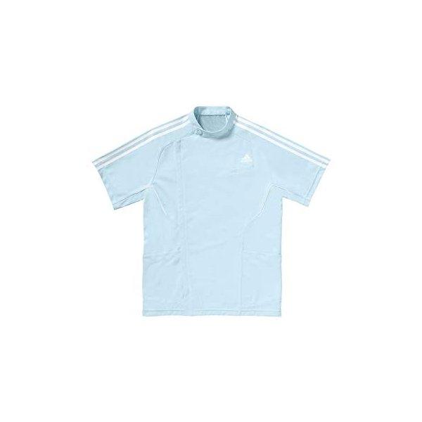 超可爱 KAZEN（カゼン）　アディダス　メンズジャケット半袖　SMS601-11（サックス）　2XO 白衣、診察衣