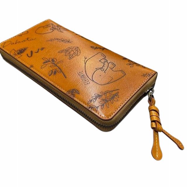 Dakota 象レザー長財布　アンダンテ　ダコタ　ゾウ　財布　未使用 Dakota ラウンドファスナー長財布 象 ゾウ レーザー イラスト