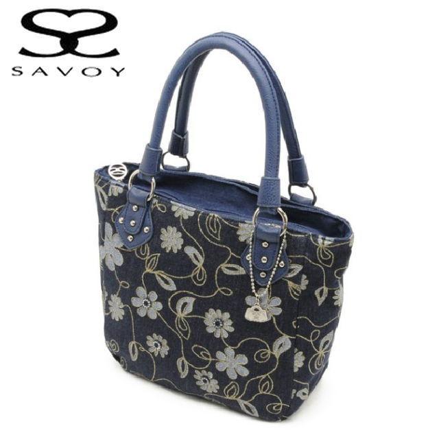 SAVOY（サボイ） レディースバッグ デニム花柄プリント トートバッグ 