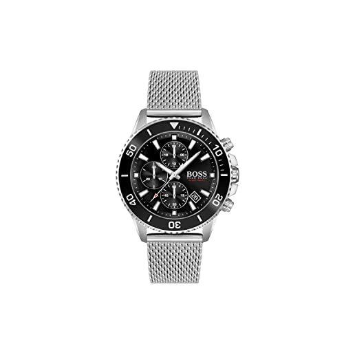 BOSS Men's Admiral Quartz Watch with Stainless Steel Strap, Silver, 22 (Mod