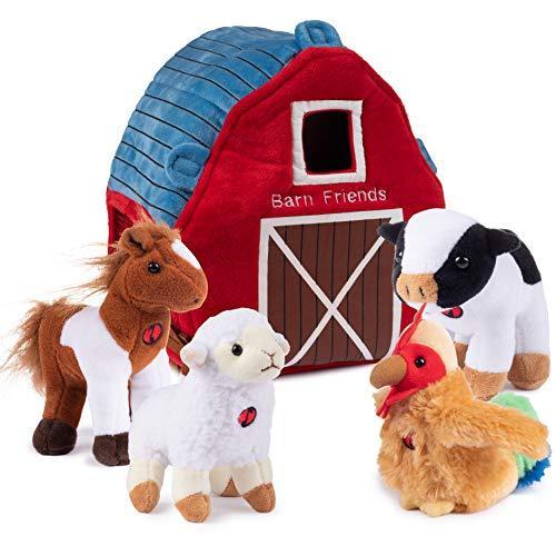 ぬいぐるみ納屋の運搬者 幼児向け 動物 農場 ぬいぐるみ Creations Plush 動物農場セット 牛のぬいぐる しゃべる柔らかいぬいぐるみ4個 乗り物 ミニチュア セール Themtransit Com