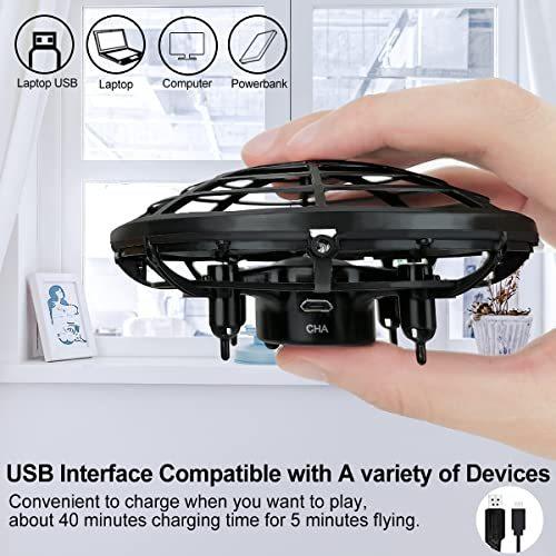 BOMPOW Drone for Kids UFO Drone RC Drone Remote Control Flying Toys Black 
