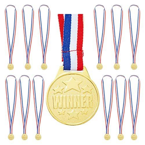 最大96%OFFクーポン Juvale 12個 ? ゴールドトーン受賞メダル カラフルなリボン付き 直径1.5インチ 片面 - 並行輸入品 ゴールド 予約販売品 メタル