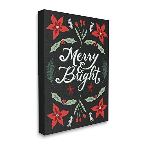 上等な Bright and Merry Industries Stupell Festive Poinsettia、Amand Text Christmas パネル、ボード