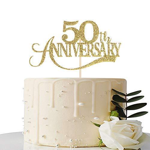 当店在庫してます！ ケーキトッパー 50周年記念 ゴールドグリッター - 50歳の誕生日パーティーデコレーション並行輸入 / 50周年記念パーティー / 結婚50周年記念 製菓用デコレーション