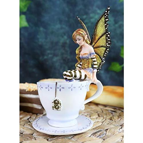 Ebros Gift エイミーブラウン ティーカップ 妖精 モカ コーヒー スプライト Ys Ebros 妖精 ティーカップ フィギュア 高さ6 5インチ 装飾 像 フィギュア ピクシー 奇抜な妖精 生活雑貨の店マシュー Ys 激安特価
