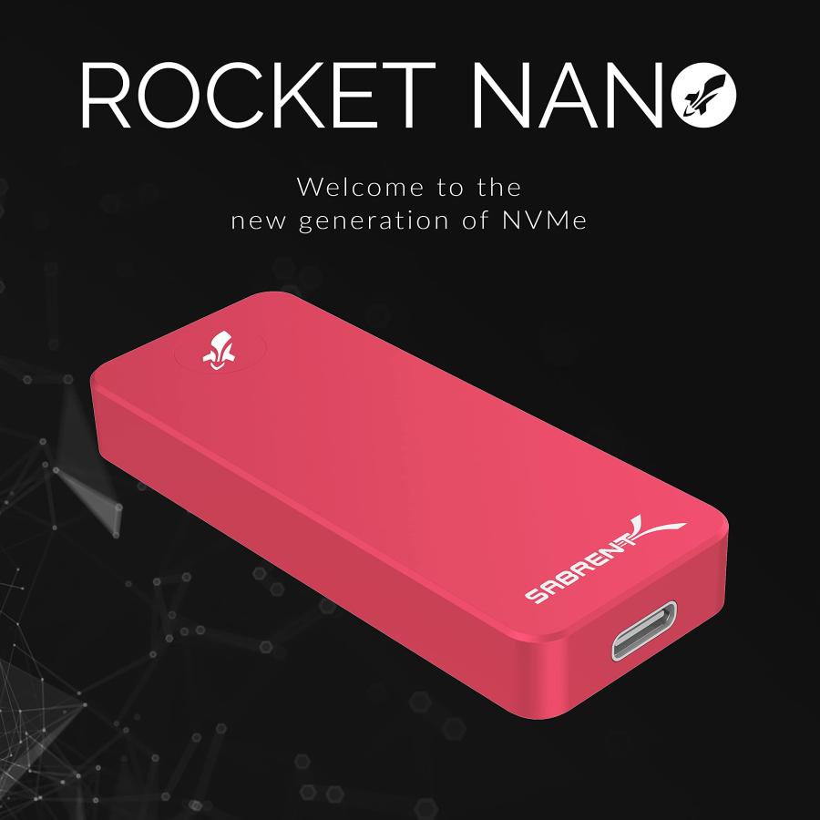 SABRENT 1TB Rocket Nano 外付けアルミ SSD 最大1000MB/秒 (赤) (SB