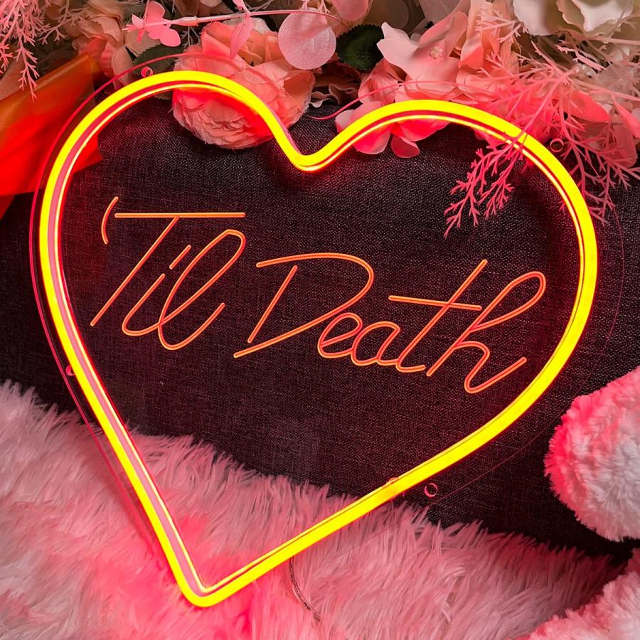 Neon　Sign　Til　Decor　Christmas　Indoor　Death　Wedding...1[並行輸入品]　Flex　Wall　Bedroom　Art　Carving　Party　3D　Backdrop　Neon　Design　Signs　Led　For