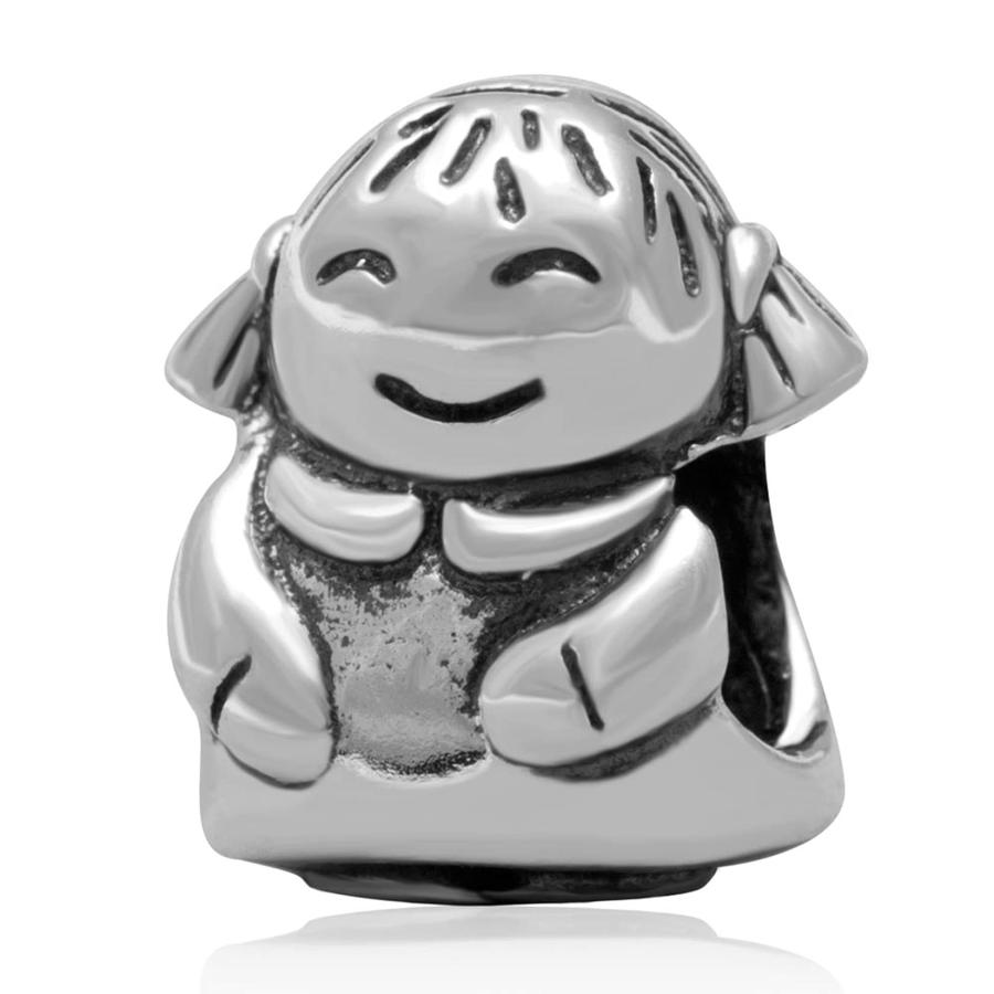 Smile Little Girl Charm, Fit Pandora Mothers Day Bracelet, 925 Sterling