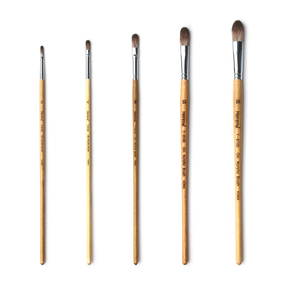Herend Brush Series Y-8100 (No.2 ~ No.16) for Watercolor Oilcolor ...