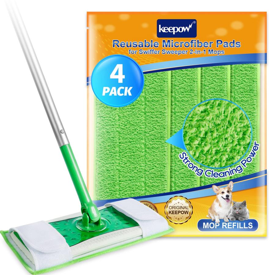 KEEPOW Dry Sweeping Cloths for Swiffer Sweeper, Reusable & Washable