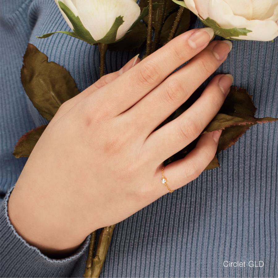 18Kチェーンリング リング 指輪 レディース チェーンリング ジルコニア K18