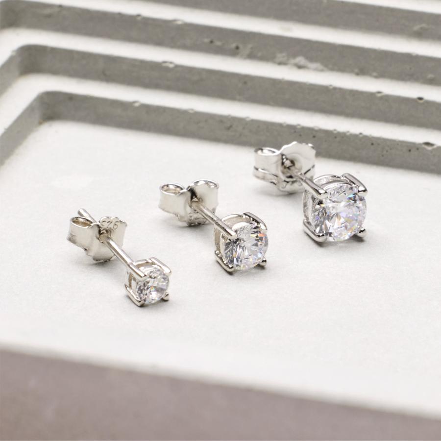 ピアス イヤリング レディース ラウンド 一粒 ジルコニア 18金 18K K18 