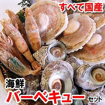（送料無料）ホタテ（片貝）・サザエ・地エビの３種海鮮バーベキューセット（冷凍）