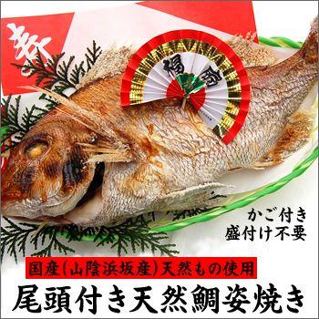 送料無料）尾頭付き天然鯛の姿焼き 約2人前サイズ 1匹（山陰浜坂産
