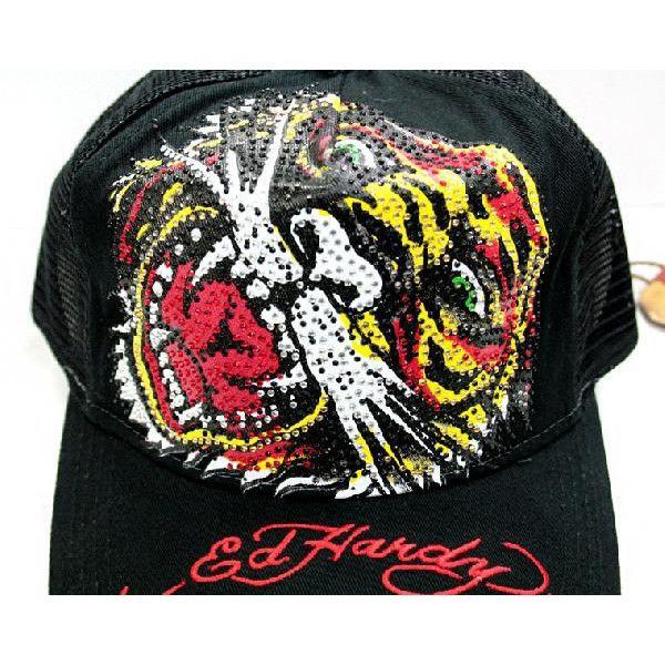 あすつく Ed Hardy エドハーディー CAP キャップ ラインストーン TIGER R1M0AZAZ 黒 （50）｜maturi-japan｜02