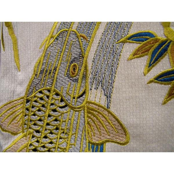 粋な鯉口シャツ 特大サイズ 刺繍鯉の滝登り2401 : きものと祭り