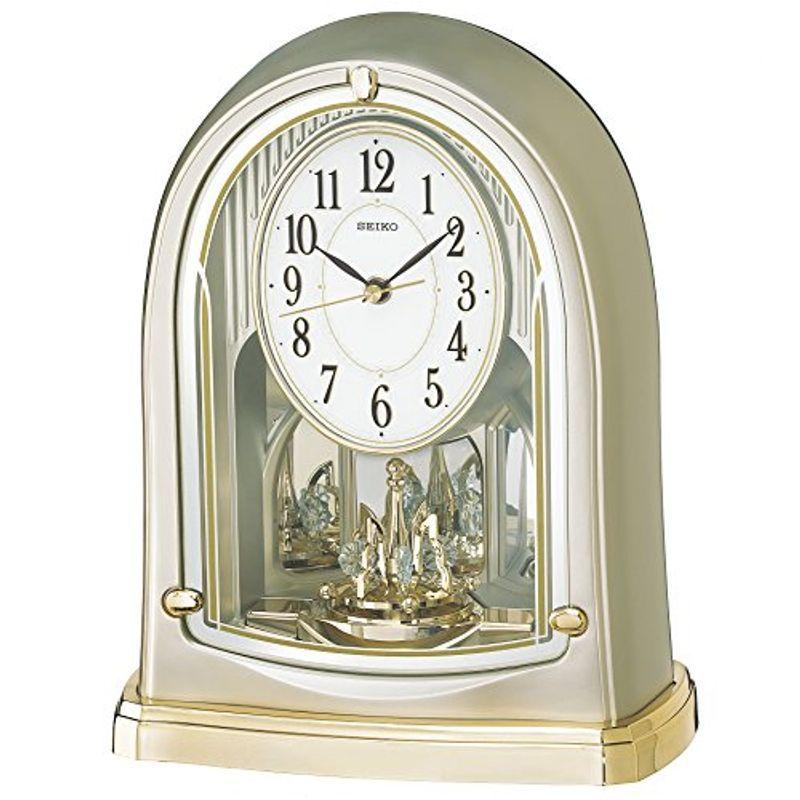 今ならほぼ即納！ セイコー クロック SEIKO BY241G パール 薄金色 回転飾り アナログ 電波 置き時計 置き時計