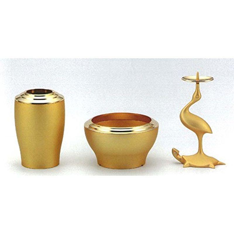 国内在庫 仏具セット 火立 花立 香炉 日本製 真鍮製 消金メッキゴールド 2 5寸 丸型 花弥陀 3点 仏壇 仏具