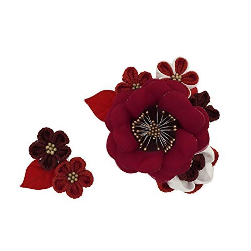 好評 コサージュ フラワー 花 梅 サザンカ レッド 赤系 2点セット 卒業式 成人式 髪飾り ソウビエン 髪留め 日本製 袴 卒業式 レディースアクセサリー Gueggeligrillpro Ch