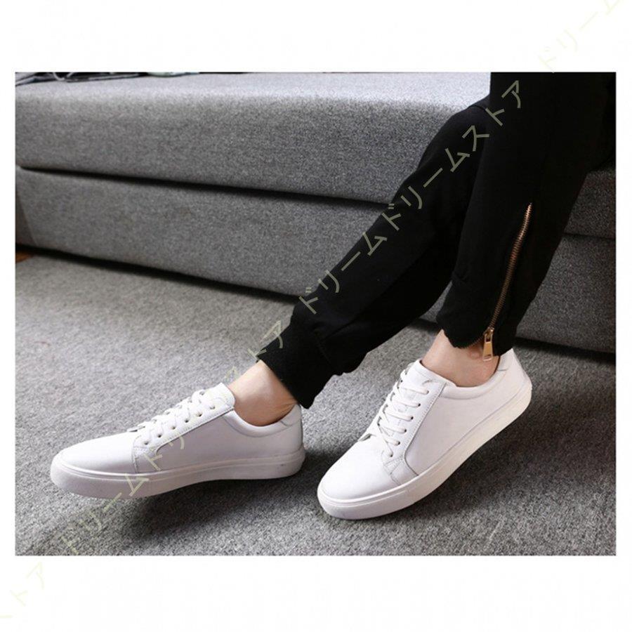 本革 スニーカー メンズ 黒 レザー レースアップ レザー