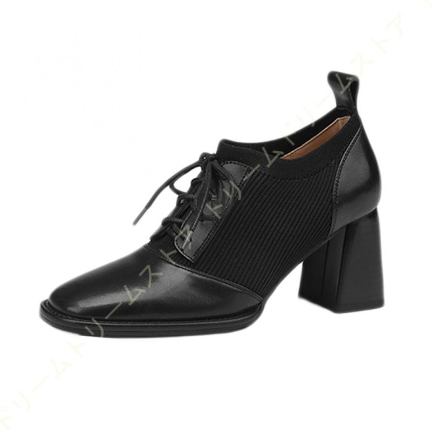 Burju Shoes 黒いレースアップブーティ 高ヒール アタガール attagirl 7.5cm ヒール 厚底 ハイヒール レース