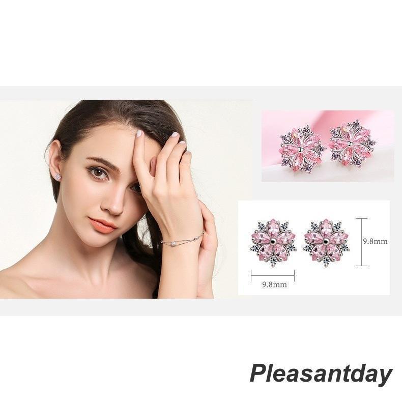 ピアス レディース 桜 さくら お花 ピンクダイヤ/シルバー925