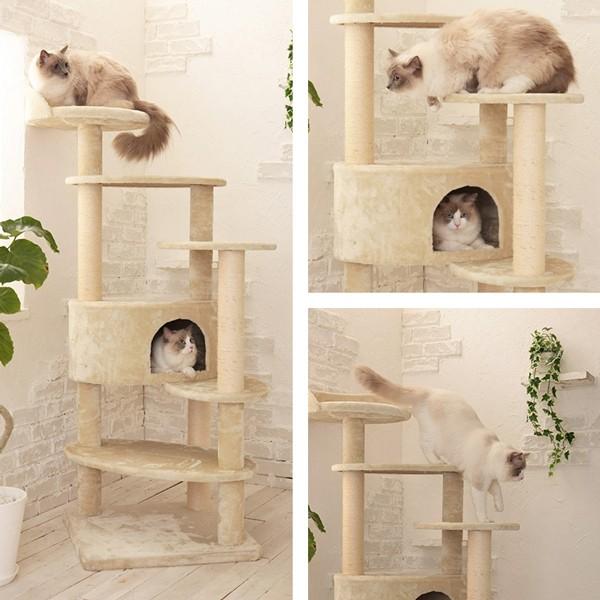 Mau 隠れ家付きキャットタワー ミルキーエッグ 約150cm Mauタワー ミルキーエッグ 据え置き（中型・大型） キャット