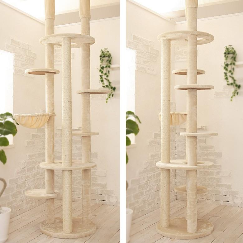 【Mauタワーエシェル】キャットタワー 人気 突っ張り 大型猫 スリム 省スペース 子猫 ハンモック付 多頭飼い 爪とぎ 麻縄 交換 安定 組立簡単 猫タワー シンプル | ブランド登録なし | 02