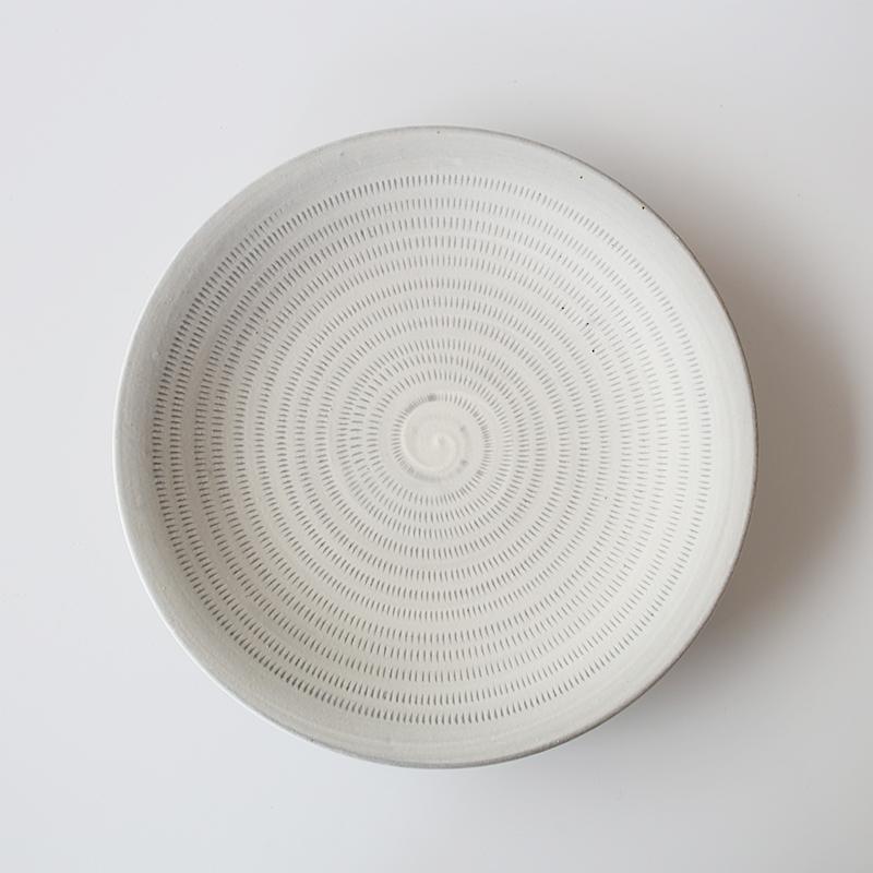 小石原焼 陶器 器 丸皿 大皿 プレート 皿 飛び鉋 原彦窯元
