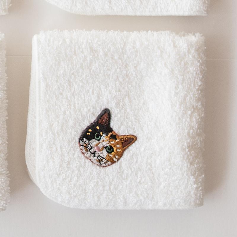 猫 CAT 刺繍 泉州タオル ハンカチ タオルハンカチ 日本製 ミニ