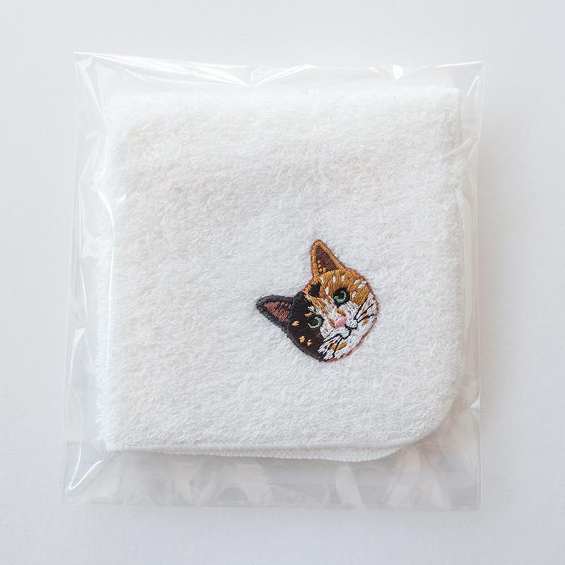 猫 CAT 刺繍 泉州タオル ハンカチ タオルハンカチ 日本製 ミニサイズ
