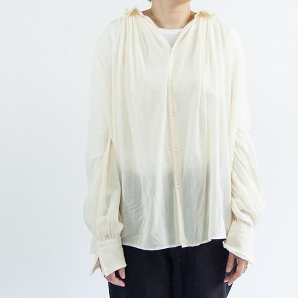 シャツ 50％OFF ブラウス レディースブラウス 長袖 シャーリング 