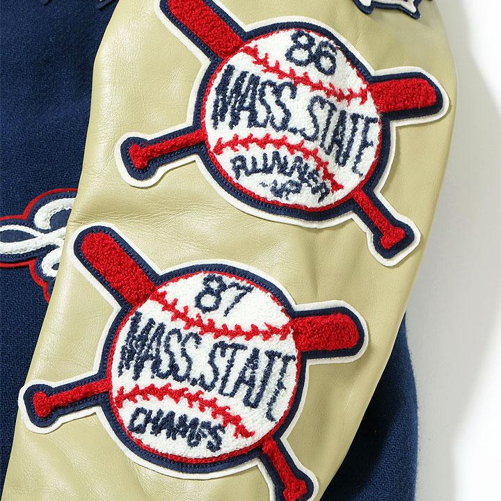 WHITESVILLE 30oz. WOOL MELTON AWARD JACKET “BULLDOGS” (NAVY) No.WV15604-128の画像