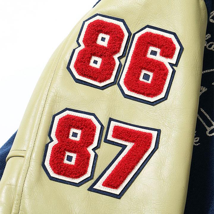 WHITESVILLE 30oz. WOOL MELTON AWARD JACKET “BULLDOGS” (NAVY) No.WV15604-128の画像