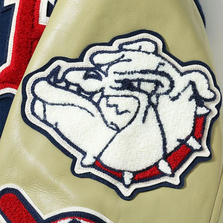 WHITESVILLE 30oz. WOOL MELTON AWARD JACKET “BULLDOGS” (NAVY) No.WV15604-128の画像