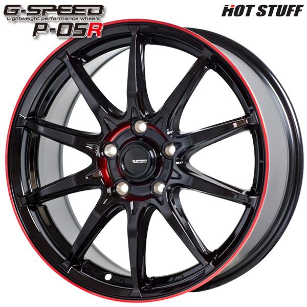 ホットスタッフ ジースピード P-05R 18インチ 7.0J 5H100 +48 ブラック/レッドクリア アルミホイール単品 4本セット 送料無料