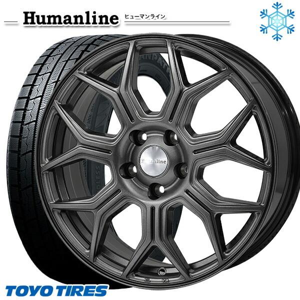 25〜26日+5倍 215/60R17インチ TOYO トーヨー ウィンター トランパス TX 5H114.3 スタッドレスタイヤホイール4本セット ヒューマンライン HS10M DG｜mauto