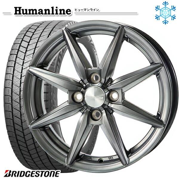 165/65R14インチ ブリヂストン ブリザック VRX3 4.5J 4H100 スタッドレスタイヤホイール4本セット ヒューマンライン HS08