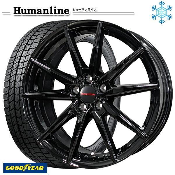 アイスナビ - 215/60R16in グッドイヤー 8 ICE NAVI8 5H100 スタッドレスタイヤホイール4本仕掛ける ヒューマン生産ライン HS08 BK 冬タイヤ、ホイールセット-車、バイク、自転車