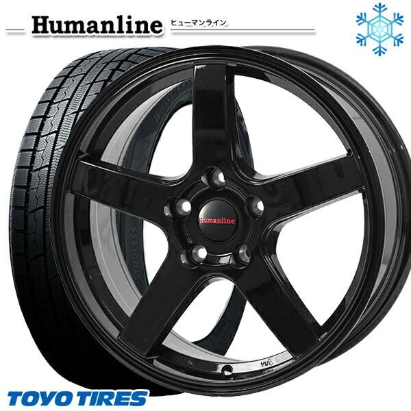 90ノア 205/60R16インチ TOYO トーヨー ウィンター トランパス TX 5H114.3 スタッドレスタイヤホイール4本セット ヒューマンライン HS09 BK