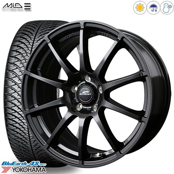 225/60R17インチ ヨコハマ ブルーアース 4S AW21 5H100 オールシーズンタイヤホイール4本セット MID スタッグ SG