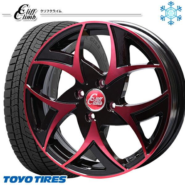 185/65R15インチ TOYO OBSERVE GIZ2 トーヨー オブザーブ ギズ2 4H100 スタッドレスタイヤホイール4本セット クリフクライム TC05 レッド