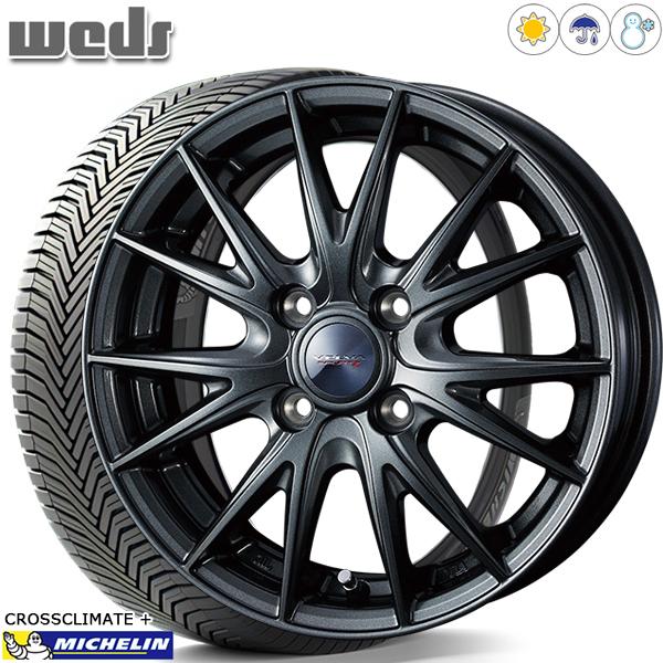 175/60R15インチ ミシュラン クロスクライメート プラス 4H100 オールシーズンタイヤホイール4本セット Weds ヴェルヴァ スポルト2
