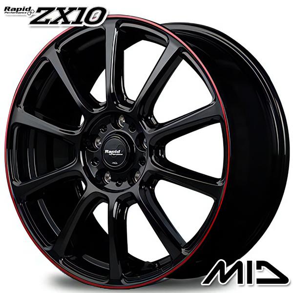 サマータイヤ ホイール4本セット 185/60R15インチ 5H100 MID ラピッド ZX10 レッド ブリヂストン レグノGR XII :ZX10 RE 1560 1005 18560 GRX2:エムオートギャラリー新横浜店