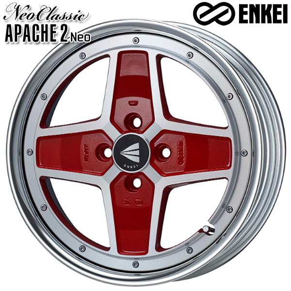 ENKEI エンケイ アパッチ2 ネオ APACHE2 Neo (Lo Disk) 17インチ 7.0J 4H100 +25-45 マシニングレッド アルミホイール単品 4本セット 送料無料