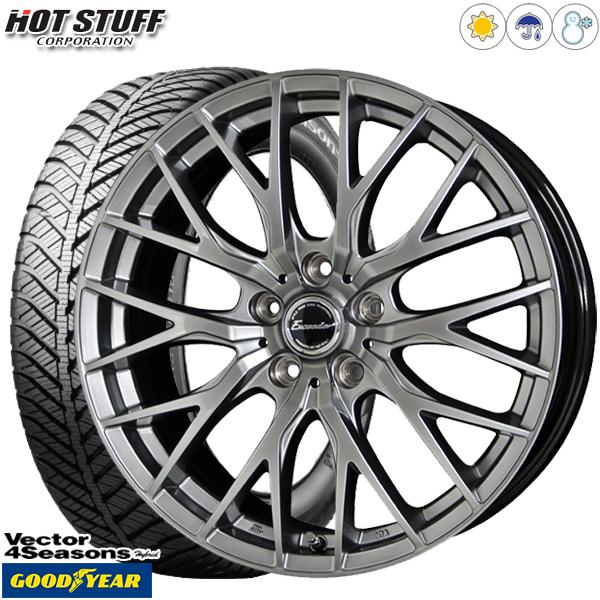 205/65R15インチ グッドイヤー ベクター フォーシーズンズ 5H114.3 オールシーズンタイヤホイール4本セット エクシーダー E05