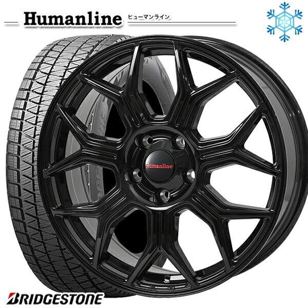 ブリザック - 225/60R17in ブリヂストン DMV3 5H100 スタッドレスタイヤホイールセット ヒューマン生産ライン HS10M BK タイヤ、ホイール-自動車-冬タイヤ、ホイールセット