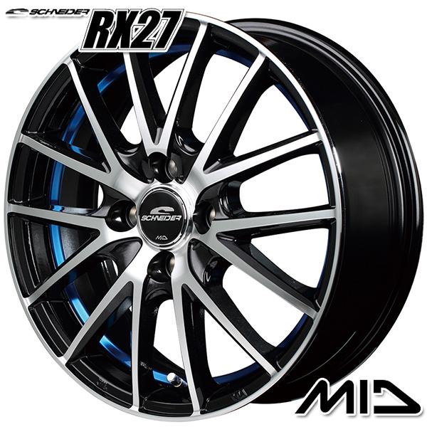 サマータイヤ ホイールセット 165/60R14インチ 4H100 MID RX27 BLUE ウィンラン R380