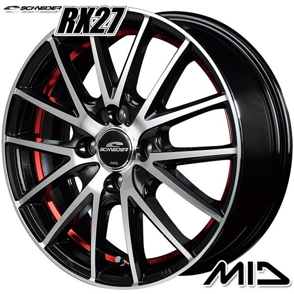 サマータイヤ ホイールセット 165/60R14インチ 4H100 MID RX27 RED ウィンラン R380